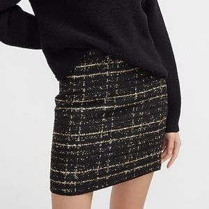 NWT Express High Waisted Metallic Textured Tweed Mini Skirt